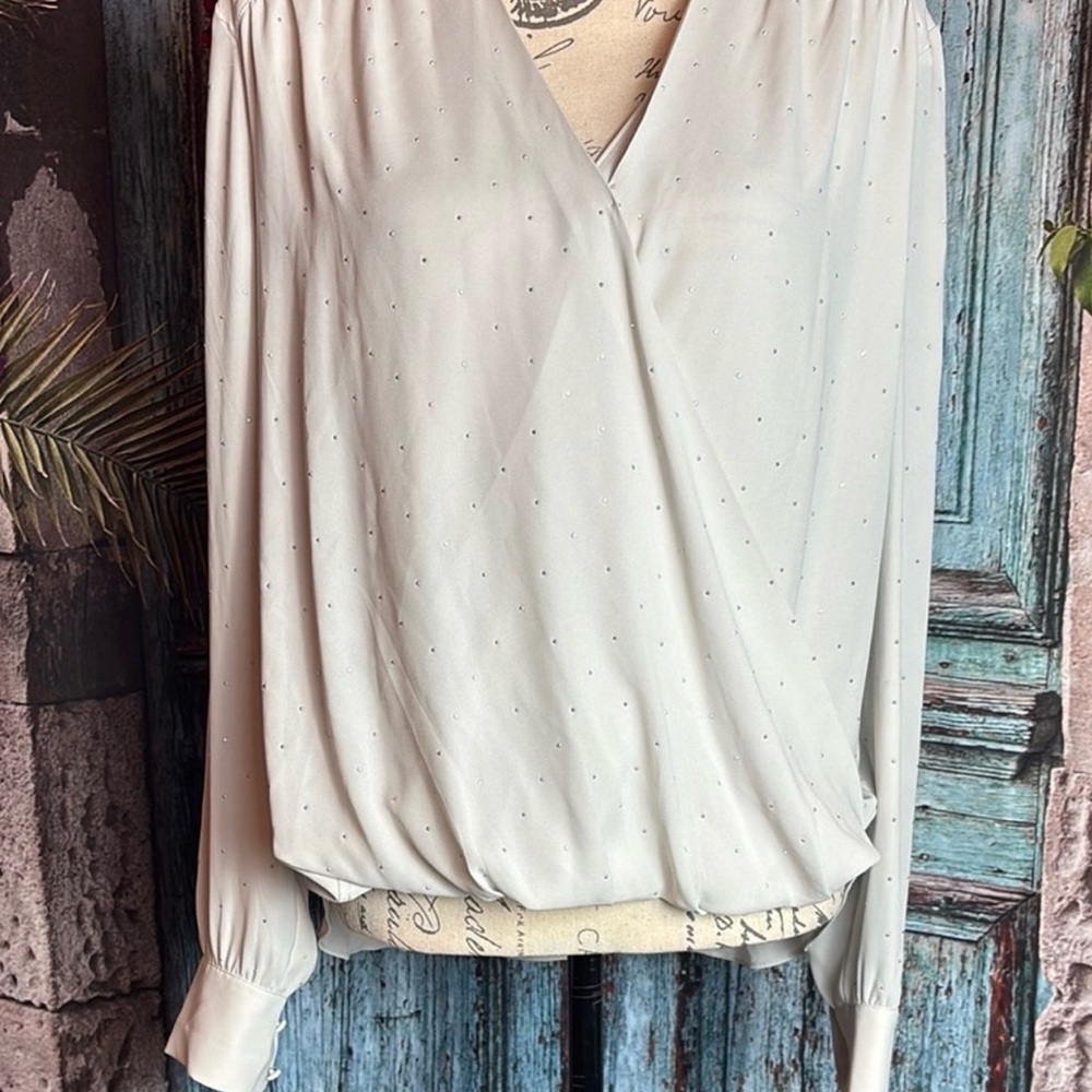 White House Black Market NWT sparkly wrap blouse, size 8
